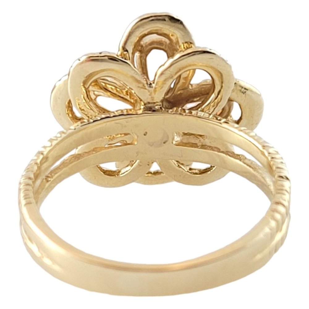14K Yellow Gold Opal and Diamond Flower Ring Size 6.5 #16421 - Picture 4 of 7
